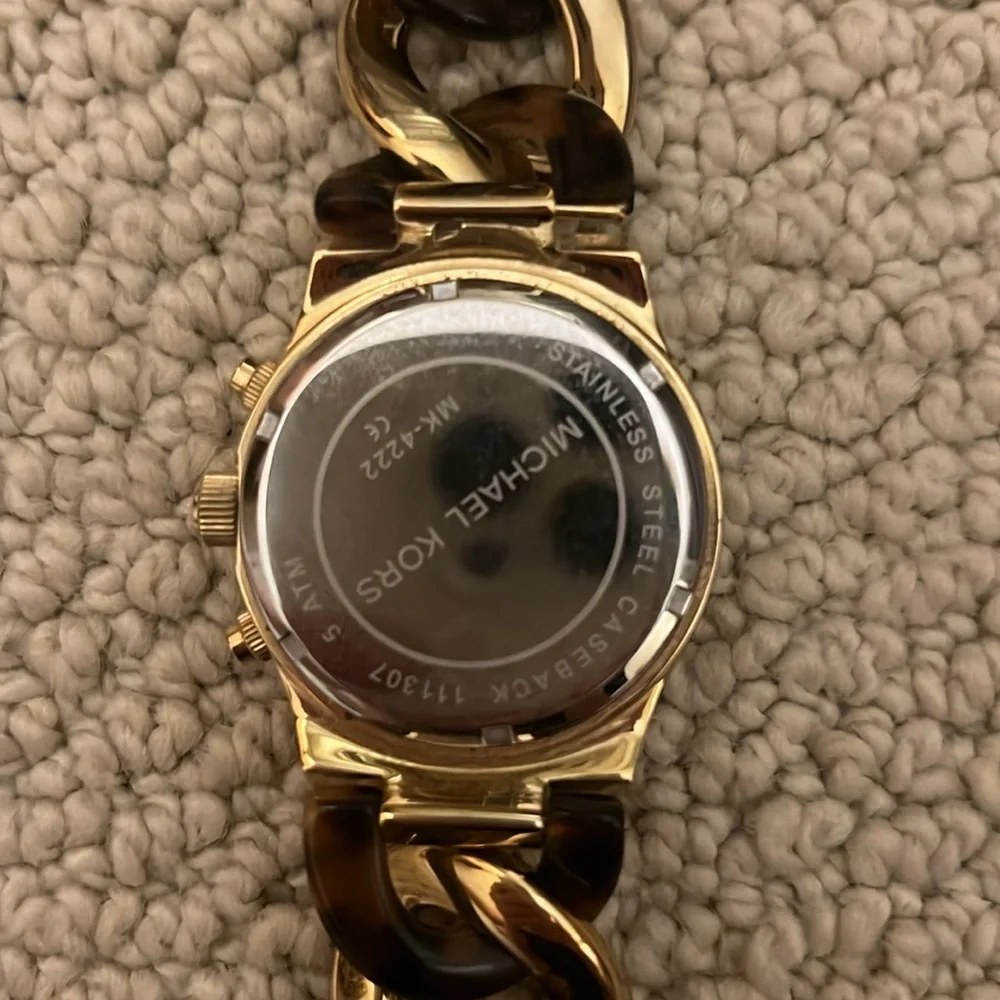 MICHAEL Michael Kors Gold and Brown Tortoiseshell Link Watch